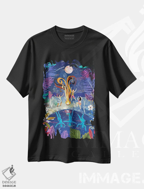 تیشرت مشکی طرح دار – تیشرت معنوی ,با نیاکان مان رقصیدیم اثر میا چارّو immage.ir