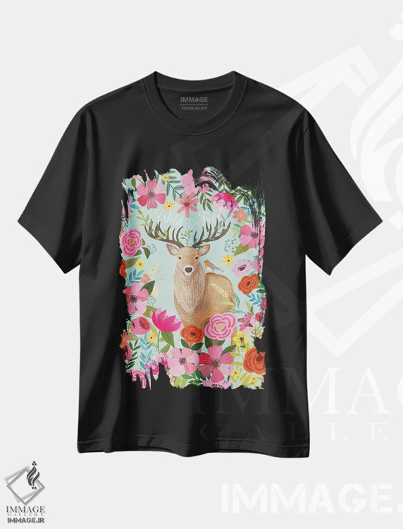 تیشرت مشکی طرح دار – تیشرت طبیعت ,وحشی و آزاد اثر میا چارّو فروشگاه ایماژ