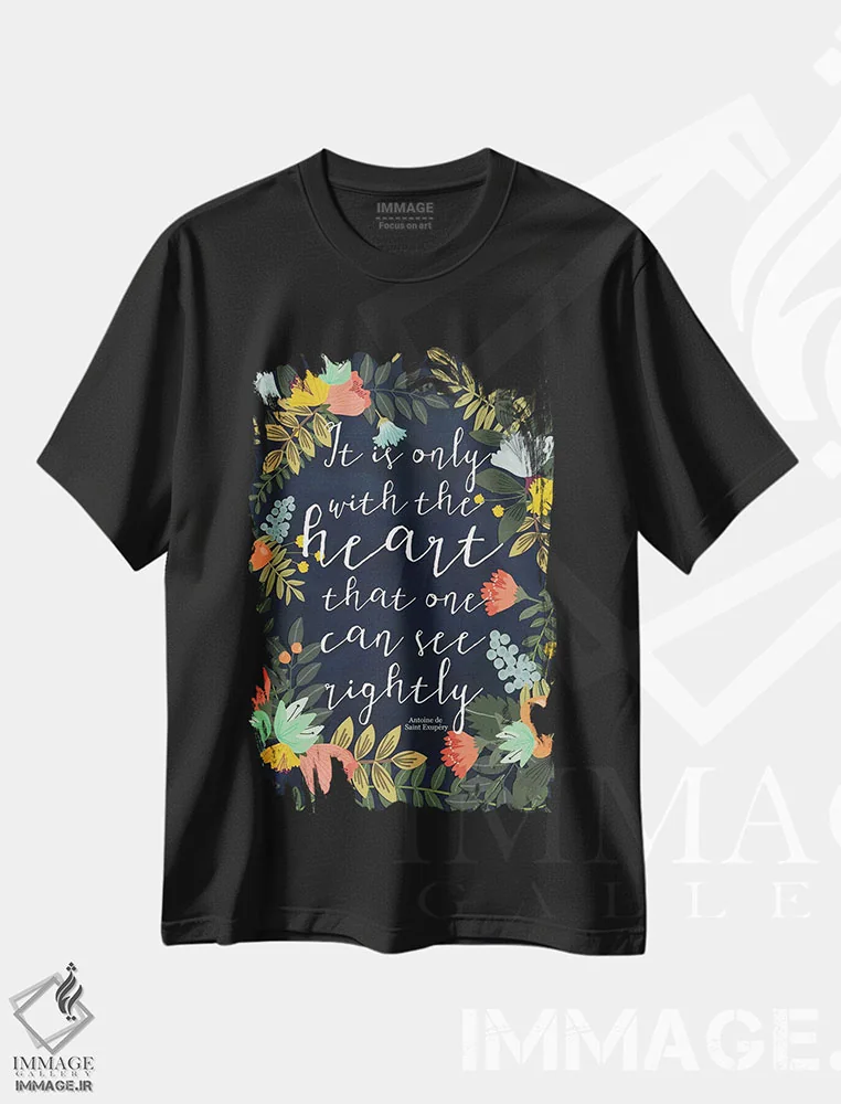تیشرت مشکی طرح دار – تیشرت انگیزشی ,تنها با قلب است اثر میا چارّو immage.ir