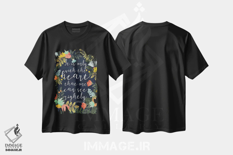 تیشرت مشکی طرح دار – تیشرت انگیزشی ,تنها با قلب است اثر میا چارّو immage.ir