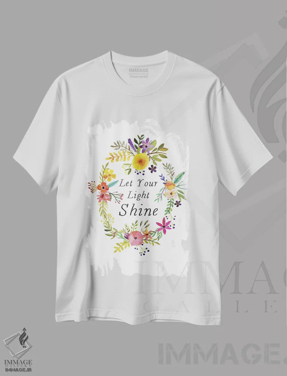 تیشرت سفید طرح دار – تیشرت تایپوگرافی ,بگذار نورت بتابد اثر میا چارّو immage.ir