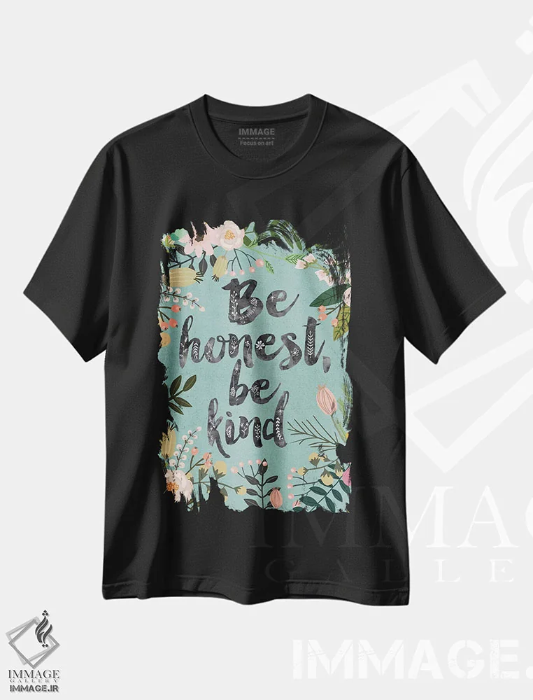 تیشرت مشکی طرح دار – تیشرت انگیزشی ,Be Kind" اثر میا چارّو فروشگاه ایماژ