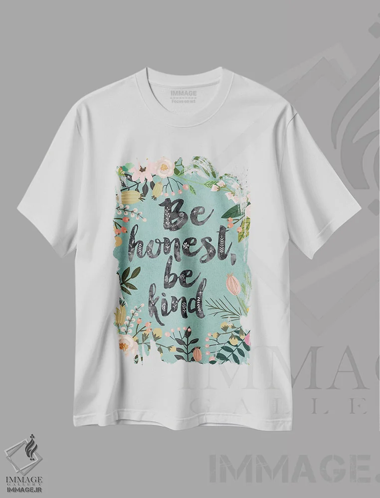 تیشرت سفید طرح دار – تیشرت انگیزشی ,Be Kind" اثر میا چارّو immage.ir