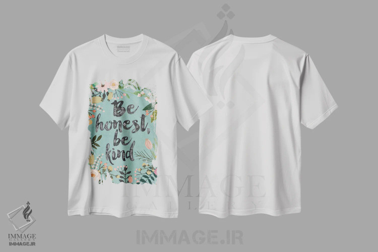 تیشرت سفید طرح دار – تیشرت انگیزشی ,Be Kind" اثر میا چارّو immage.ir