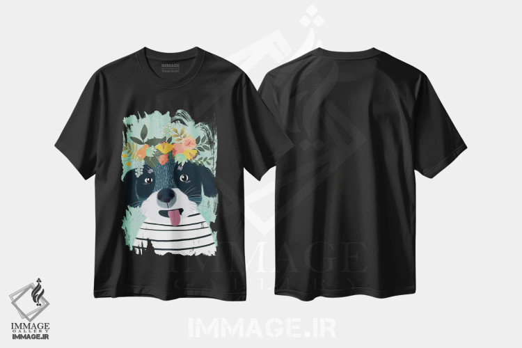 تیشرت مشکی طرح دار – تیشرت حیوانات ,توله سگ اثر میا چارّو فروشگاه ایماژ