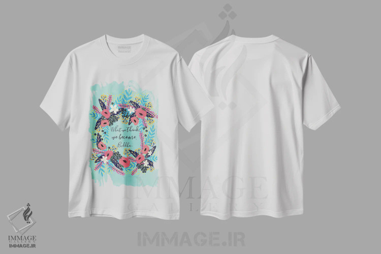 تیشرت سفید طرح دار – تیشرت الهام بخش ,آنچه فکر می کنیم اثر میا چارّو فروشگاه ایماژ