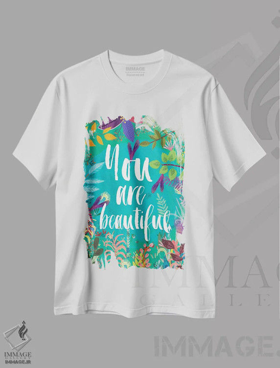 تیشرت سفید طرح دار – تیشرت انگیزشی ,تو زیبایی اثر میا چارّو immage.ir