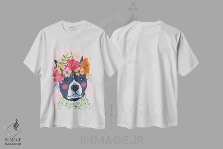 تیشرت سفید طرح دار – تیشرت حیوانات ,توله سگ آبی اثر میا چارّو immage.ir