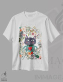 تیشرت سفید طرح دار – تیشرت فانتزی ,گربه و قلب اثر میا چارّو immage.ir