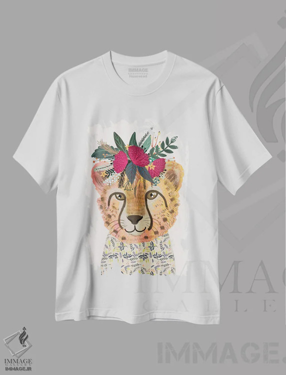 تیشرت سفید طرح دار – تیشرت حیوانات ,یوزپلنگ اثر میا چارّو فروشگاه ایماژ