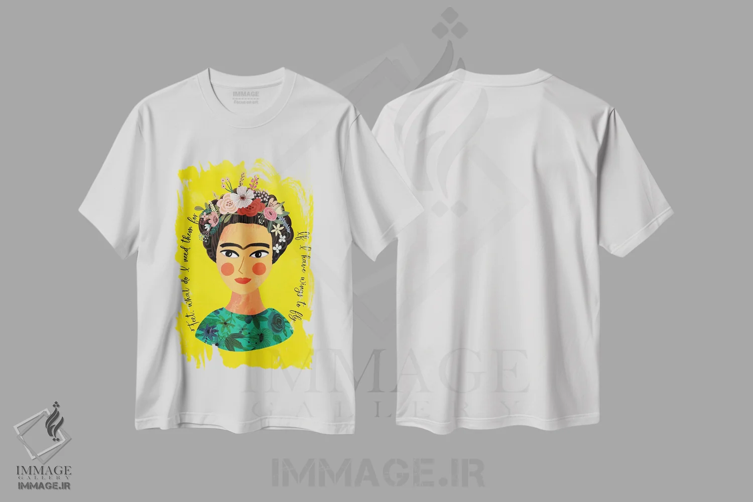 تیشرت سفید طرح دار – تیشرت هنری زنانه ,فریدا اثر میا چارّو immage.ir
