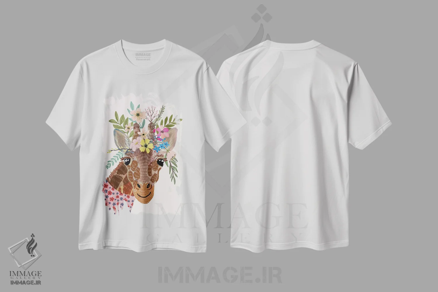 تیشرت سفید طرح دار – تیشرت حیوانات ,زرافه اثر میا چارّو فروشگاه ایماژ