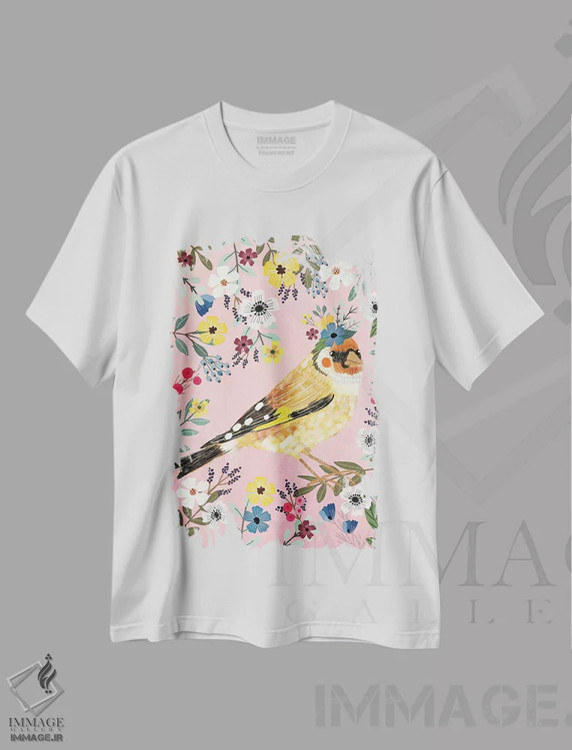 تیشرت سفید طرح دار – تیشرت طبیعت ,سهرهٔ طلایی اثر میا چارّو immage.ir