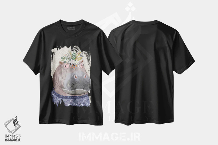 تیشرت مشکی طرح دار – تیشرت طبیعت ,اسب آبی اثر میا چارّو فروشگاه ایماژ