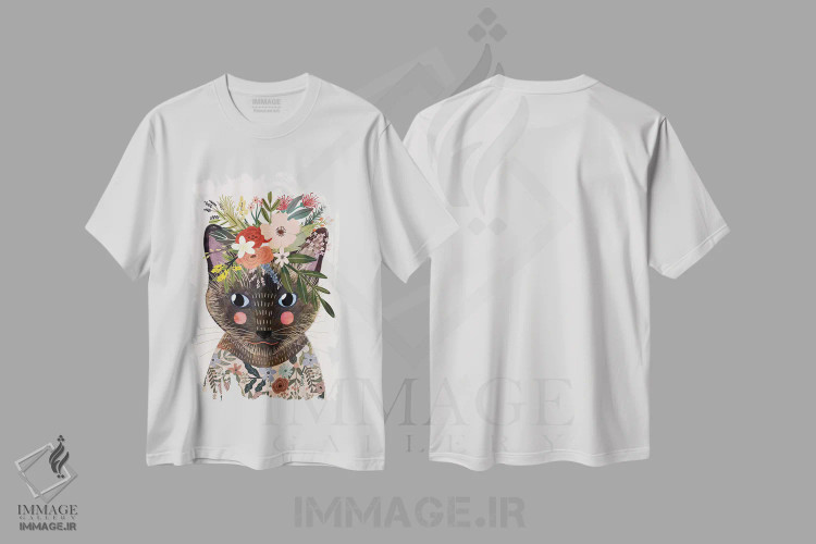 تیشرت سفید طرح دار – تیشرت حیوانات ,سیامی اثر میا چارّو فروشگاه ایماژ