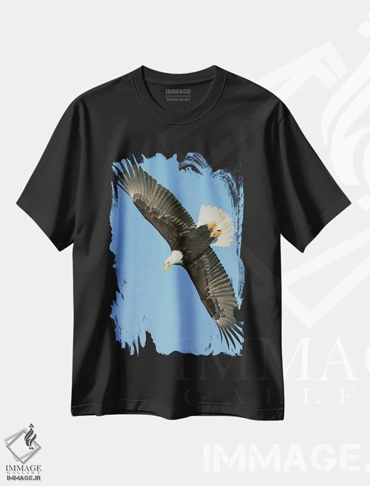 تیشرت مشکی طرح دار – تیشرت حیوانات ,عقاب آلاسکا اثر میگل لاسا immage.ir