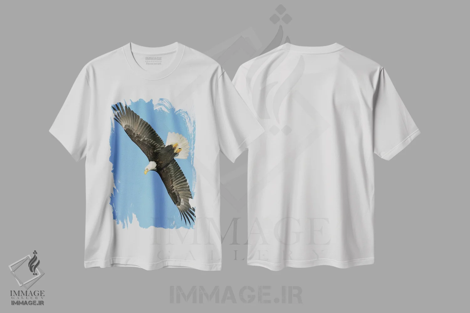 تیشرت سفید طرح دار – تیشرت حیوانات ,عقاب آلاسکا اثر میگل لاسا فروشگاه ایماژ