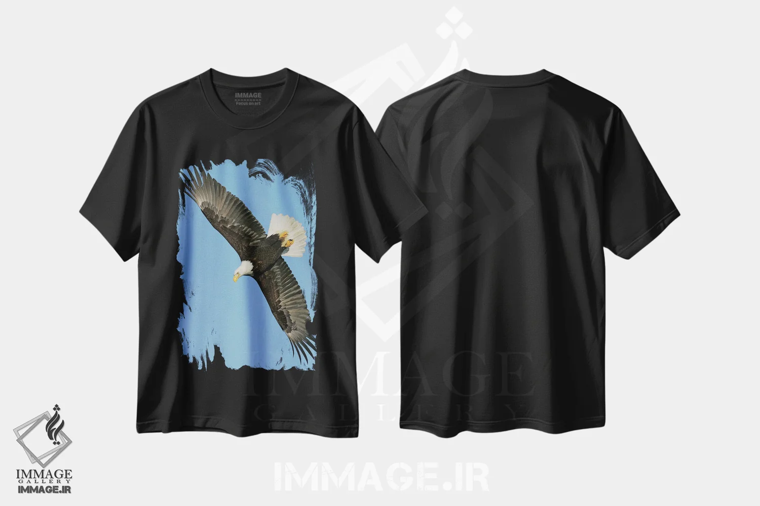 تیشرت مشکی طرح دار – تیشرت حیوانات ,عقاب آلاسکا اثر میگل لاسا immage.ir