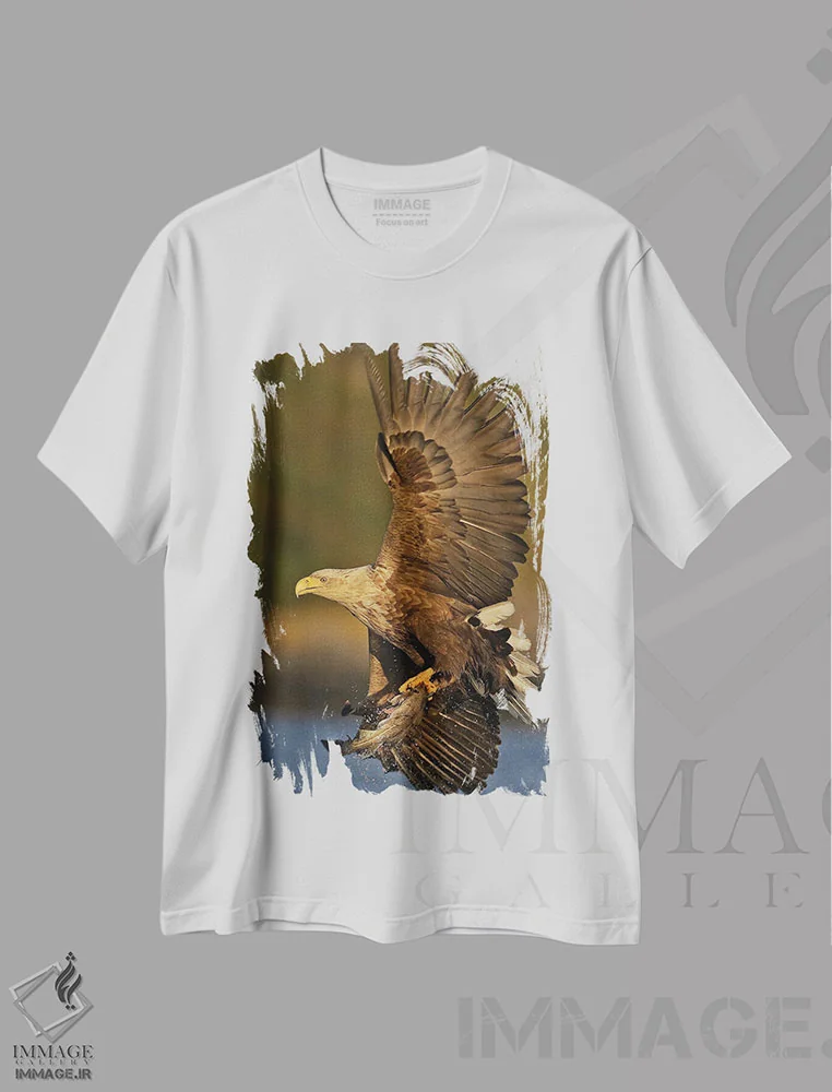 تیشرت سفید طرح دار – تیشرت حیوانات ,عقاب نروژ اثر میگل لاسا فروشگاه ایماژ