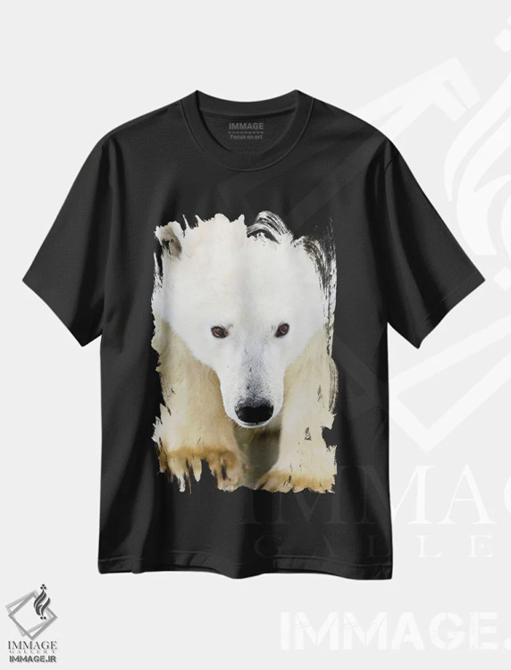 تیشرت مشکی طرح دار – تیشرت طبیعت ,خرس های قطبی کانادا اثر میگل لاسا فروشگاه ایماژ