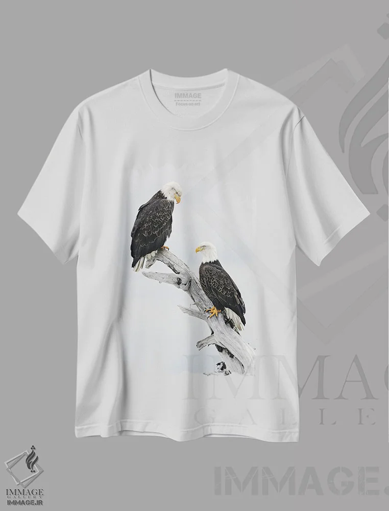 تیشرت سفید طرح دار – تیشرت عقاب ,عقاب ها آلاسکا اثر میگل لاسا فروشگاه ایماژ
