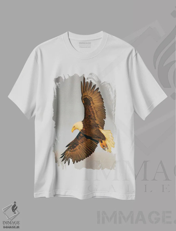 تیشرت سفید طرح دار – تیشرت هنری ,عقاب آلاسکا اثر میگل لاسا فروشگاه ایماژ