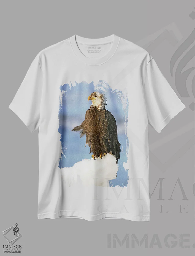 تیشرت سفید طرح دار – تیشرت حیوانات ,عقاب ها آلاسکا اثر میگل لاسا immage.ir