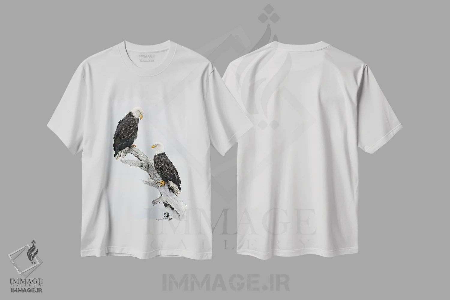 تیشرت سفید طرح دار – تیشرت عقاب ,عقاب ها آلاسکا اثر میگل لاسا فروشگاه ایماژ