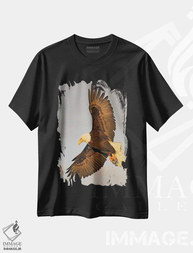 تیشرت مشکی طرح دار – تیشرت هنری ,عقاب آلاسکا اثر میگل لاسا immage.ir