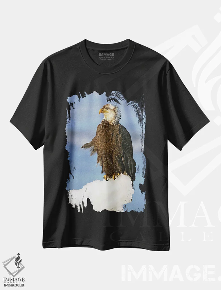 تیشرت مشکی طرح دار – تیشرت حیوانات ,عقاب ها آلاسکا اثر میگل لاسا فروشگاه ایماژ