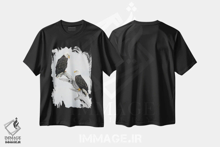 تیشرت مشکی طرح دار – تیشرت عقاب ,عقاب ها آلاسکا اثر میگل لاسا immage.ir