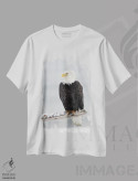 تیشرت سفید طرح دار – تیشرت مینیمال ,عقاب برفی اثر میگل لاسا immage.ir