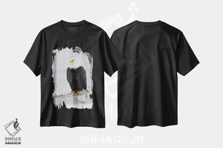 تیشرت مشکی طرح دار – تیشرت مینیمال ,عقاب برفی اثر میگل لاسا فروشگاه ایماژ