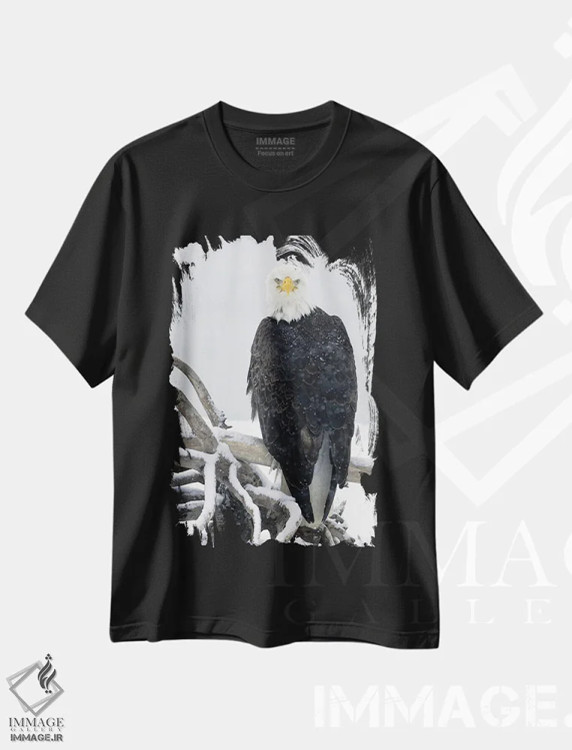 تیشرت مشکی طرح دار – تیشرت مینیمال ,عقاب آلاسکا اثر میگل لاسا immage.ir