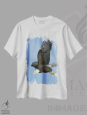تیشرت سفید طرح دار – تیشرت طبیعت ,عقاب آلاسکا اثر میگل لاسا فروشگاه ایماژ