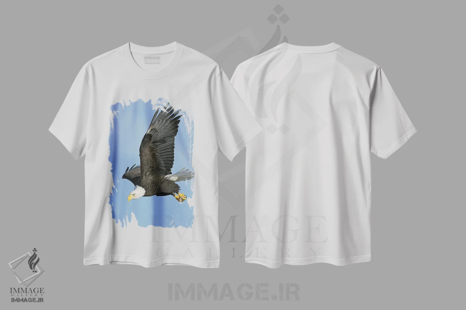 تیشرت سفید طرح دار – تیشرت طبیعت ,عقاب آلاسکا اثر میگل لاسا فروشگاه ایماژ