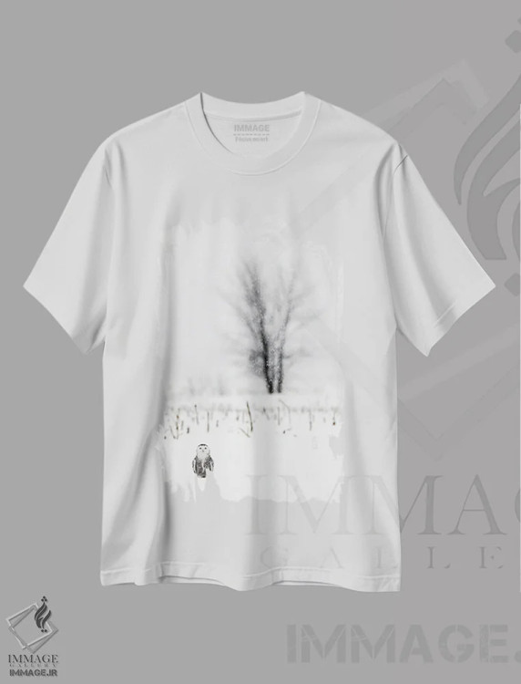 تیشرت سفید طرح دار – تیشرت طبیعت ,کانادای برفی اثر میگل لاسا immage.ir