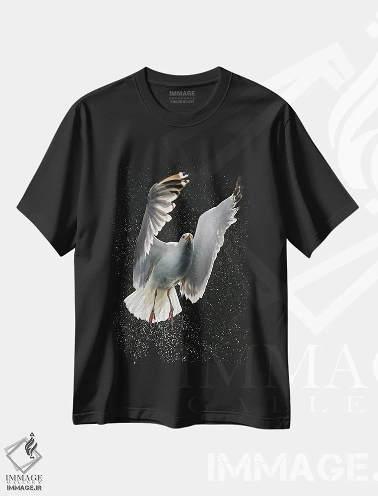 تیشرت مشکی طرح دار – تیشرت پرنده ,اثر میگل لاسا immage.ir