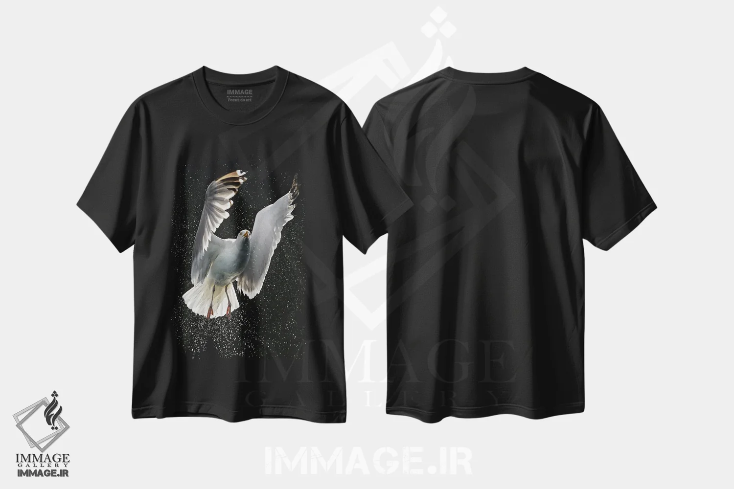 تیشرت مشکی طرح دار – تیشرت پرنده ,اثر میگل لاسا immage.ir