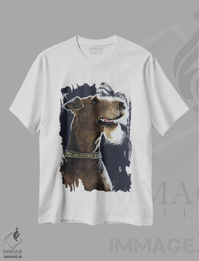 تیشرت سفید طرح دار – تیشرت حیوانات ,آیر دیل تریر اثر میخائیل ودرنیکوف immage.ir