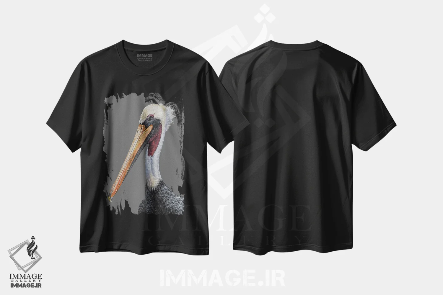 تیشرت مشکی طرح دار – تیشرت حیوانات ,پلیکان قهوه ای اثر میخائیل ودرنیکوف immage.ir