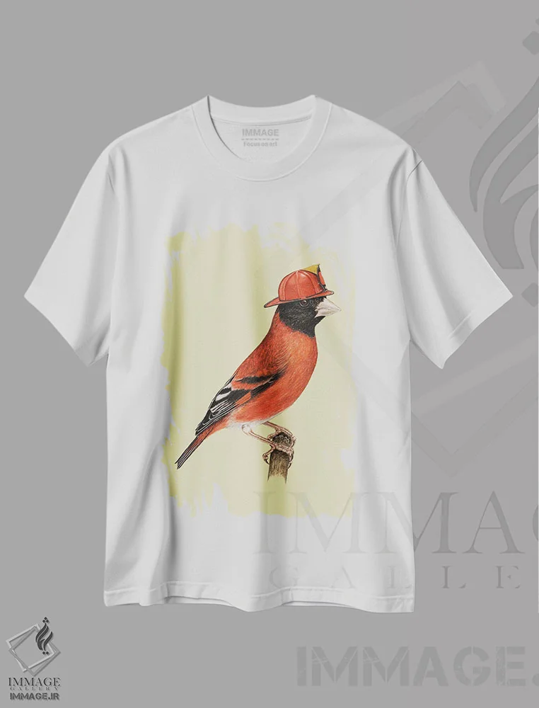 تیشرت سفید طرح دار – تیشرت فانتزی ,سیسکین قرمز اثر میخائیل ودرنیکوف فروشگاه ایماژ