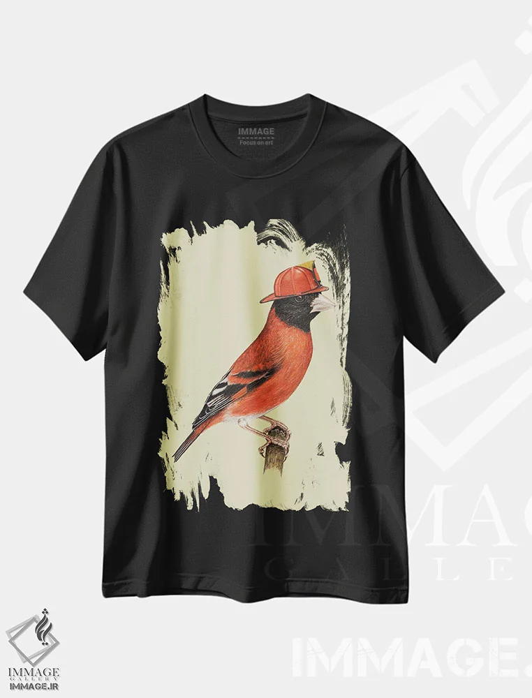 تیشرت مشکی طرح دار – تیشرت فانتزی ,سیسکین قرمز اثر میخائیل ودرنیکوف immage.ir