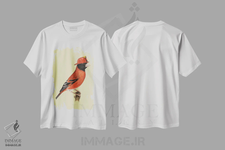 تیشرت سفید طرح دار – تیشرت فانتزی ,سیسکین قرمز اثر میخائیل ودرنیکوف فروشگاه ایماژ