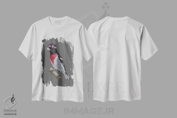 تیشرت سفید طرح دار – تیشرت هنری ,گروس بیک سینه گل سرخی اثر میخائیل ودرنیکوف immage.ir