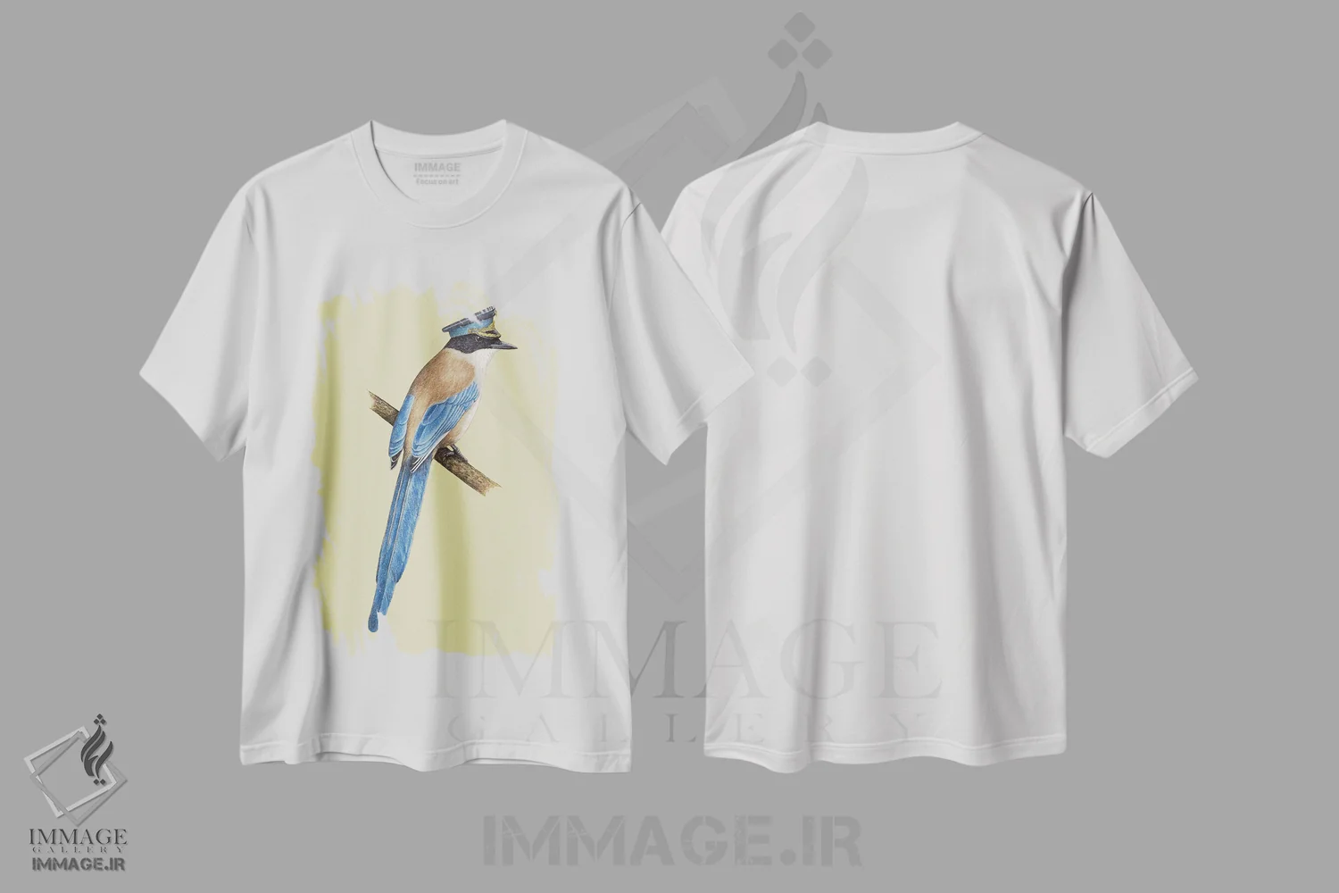 تیشرت سفید طرح دار – تیشرت هنری ,ماکیای بال آبی اثر میخائیل ودرنیکوف فروشگاه ایماژ