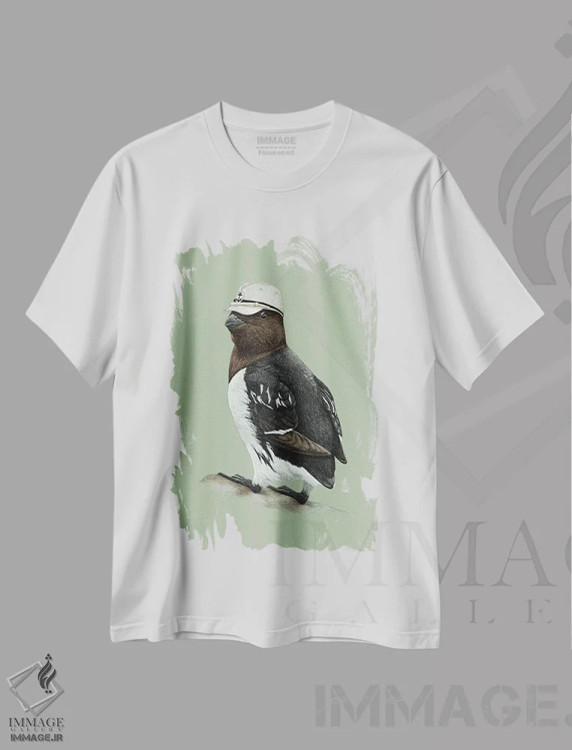 تیشرت سفید طرح دار – تیشرت حیوانات ,آوک کوچک اثر میخائیل ودرنیکوف immage.ir
