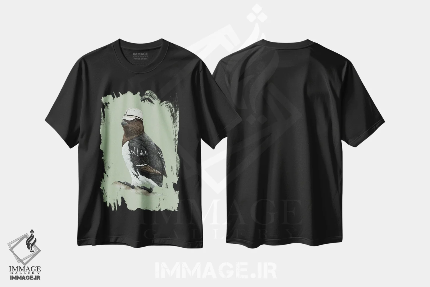 تیشرت مشکی طرح دار – تیشرت حیوانات ,آوک کوچک اثر میخائیل ودرنیکوف فروشگاه ایماژ