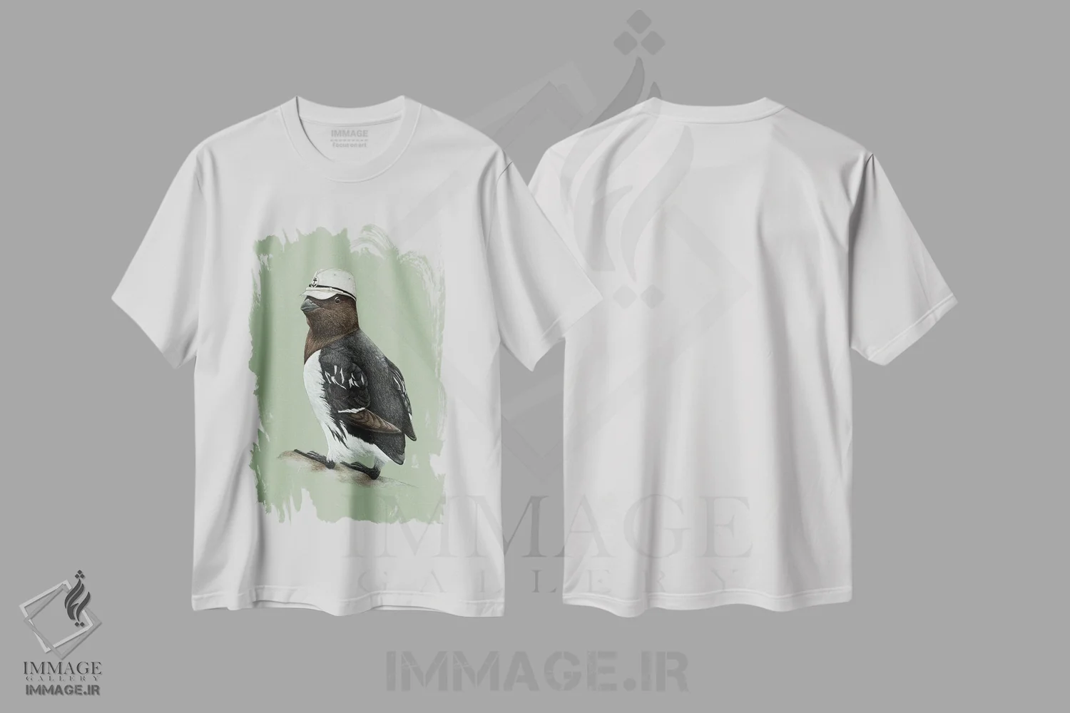 تیشرت سفید طرح دار – تیشرت حیوانات ,آوک کوچک اثر میخائیل ودرنیکوف immage.ir