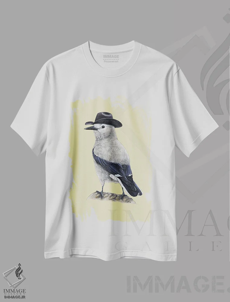 تیشرت سفید طرح دار – تیشرت پرنده ,کاکر درخت خوار کلارک اثر میخائیل ودرنیکوف immage.ir